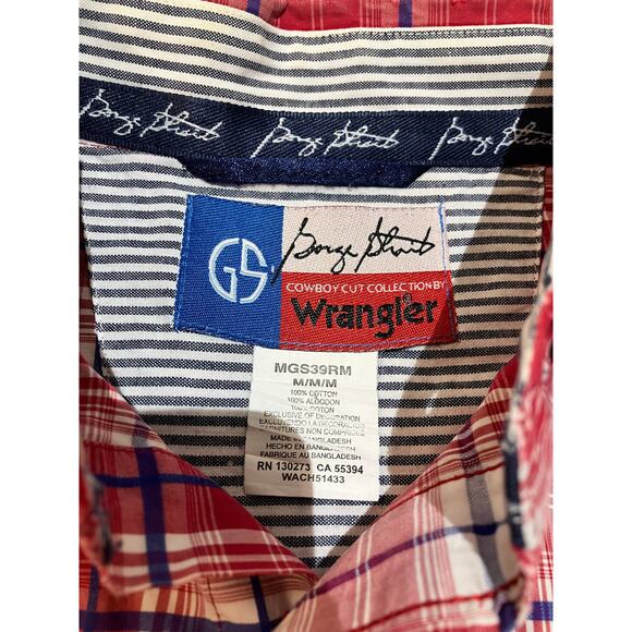 Wrangler George Strait Plaid Long Sleeve Button Down Shirt Size M Cowboy Cut - Picture 3 of 8